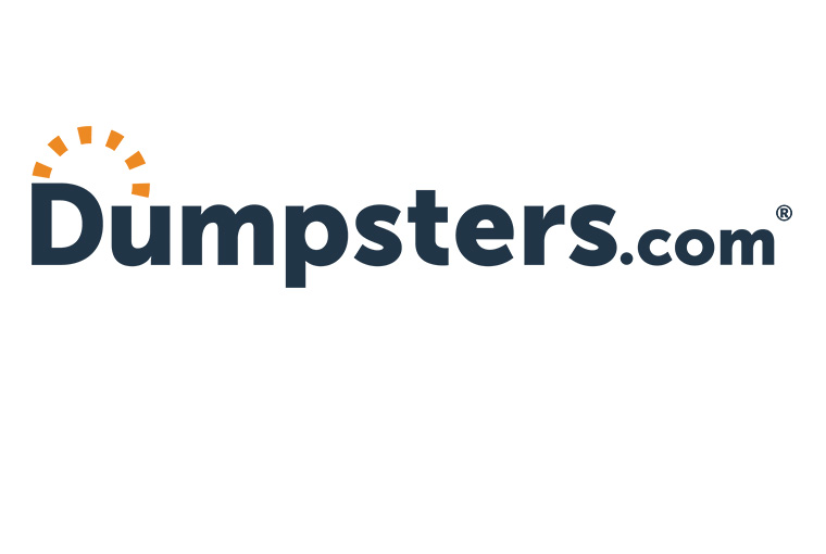 Dumpsters.com logo with rising‑sun graphic