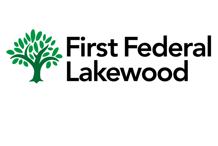 First Federal Lakewood First Federal Lakewood logo featuring a stylized green tree icon next to the bank name in black text.